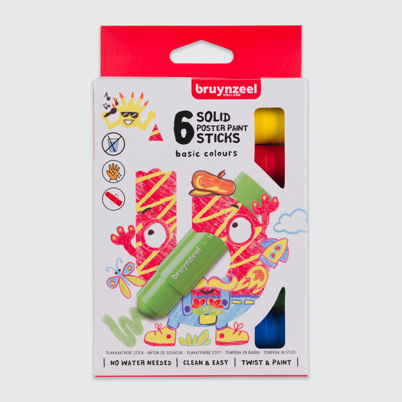 Bruynzeel Poster Paint Stick Assorted Colours Set of 6