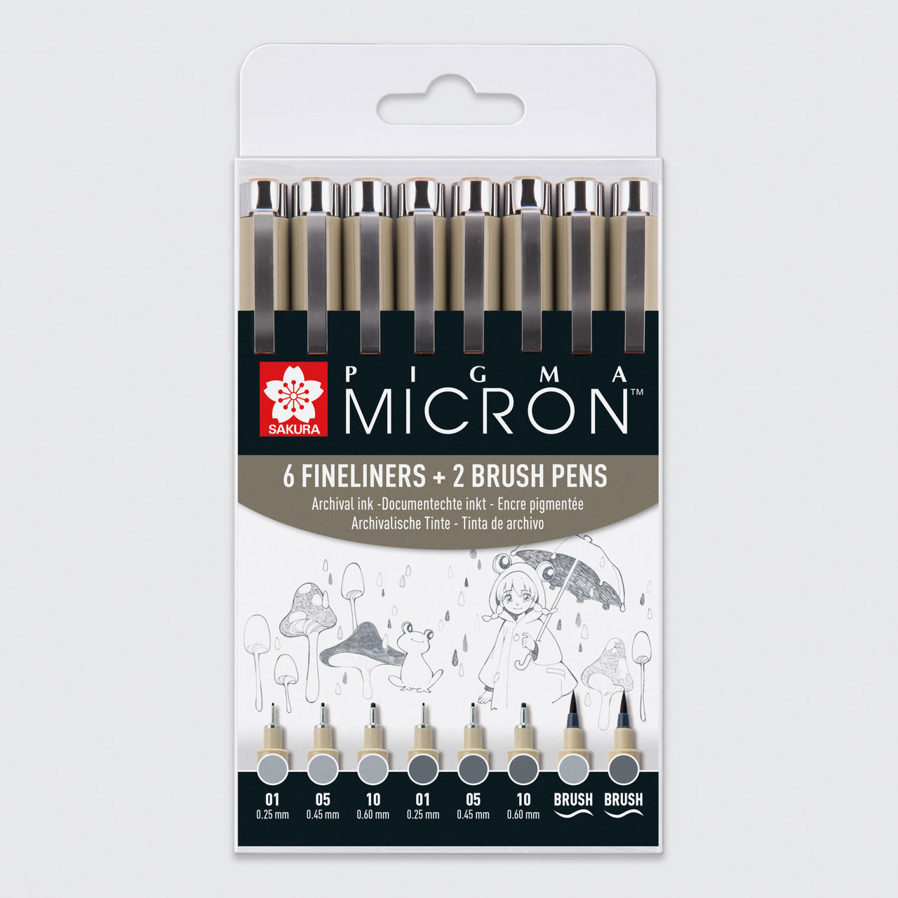 Sakura Pigma Micron Pen Wallet Gray Set of 8