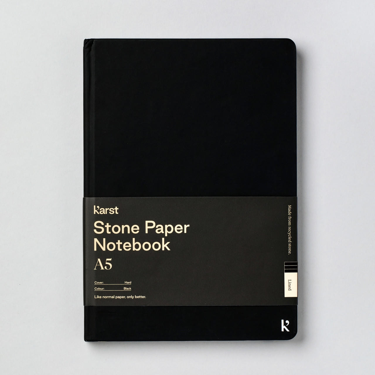 Karst Hardcover Lined Notebook 144gsm 144 Pages A5 Black