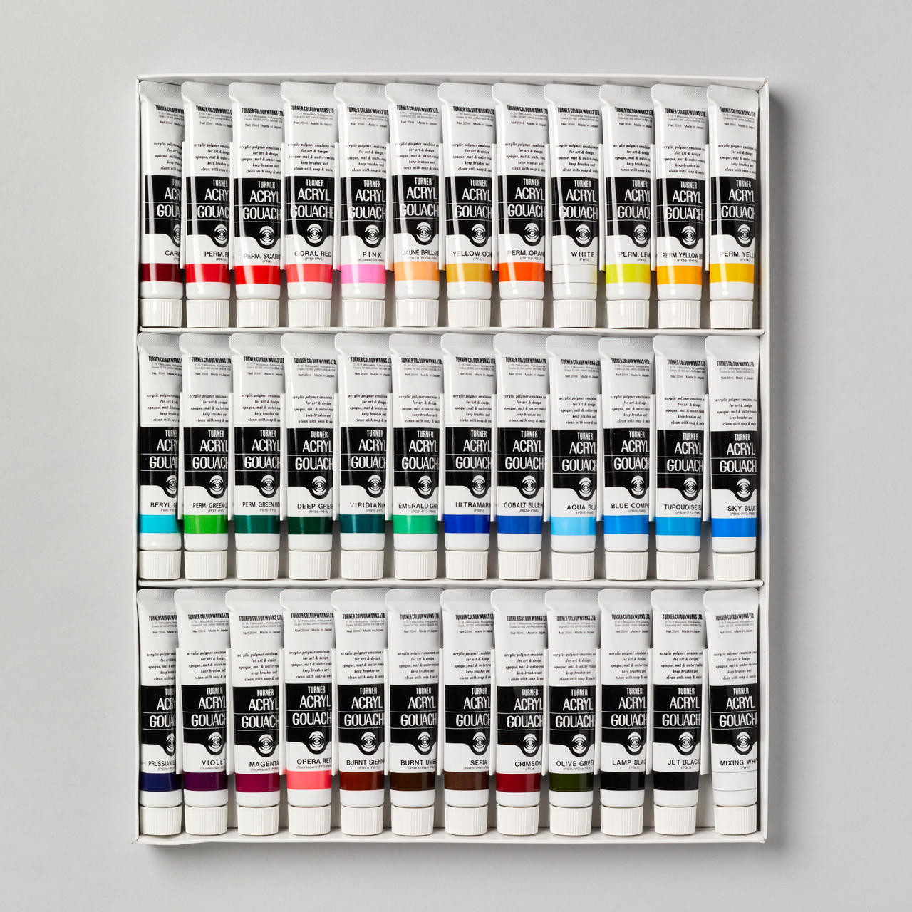 Turner Acrylic Gouache 20ml Assorted Colours Set of 36