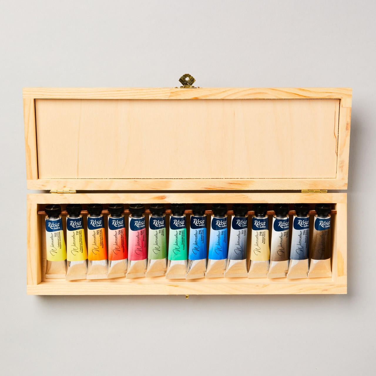 Rosa Gallery Rosa Watercolour in Wooden Box 10ml Assorted Colours Set of 14