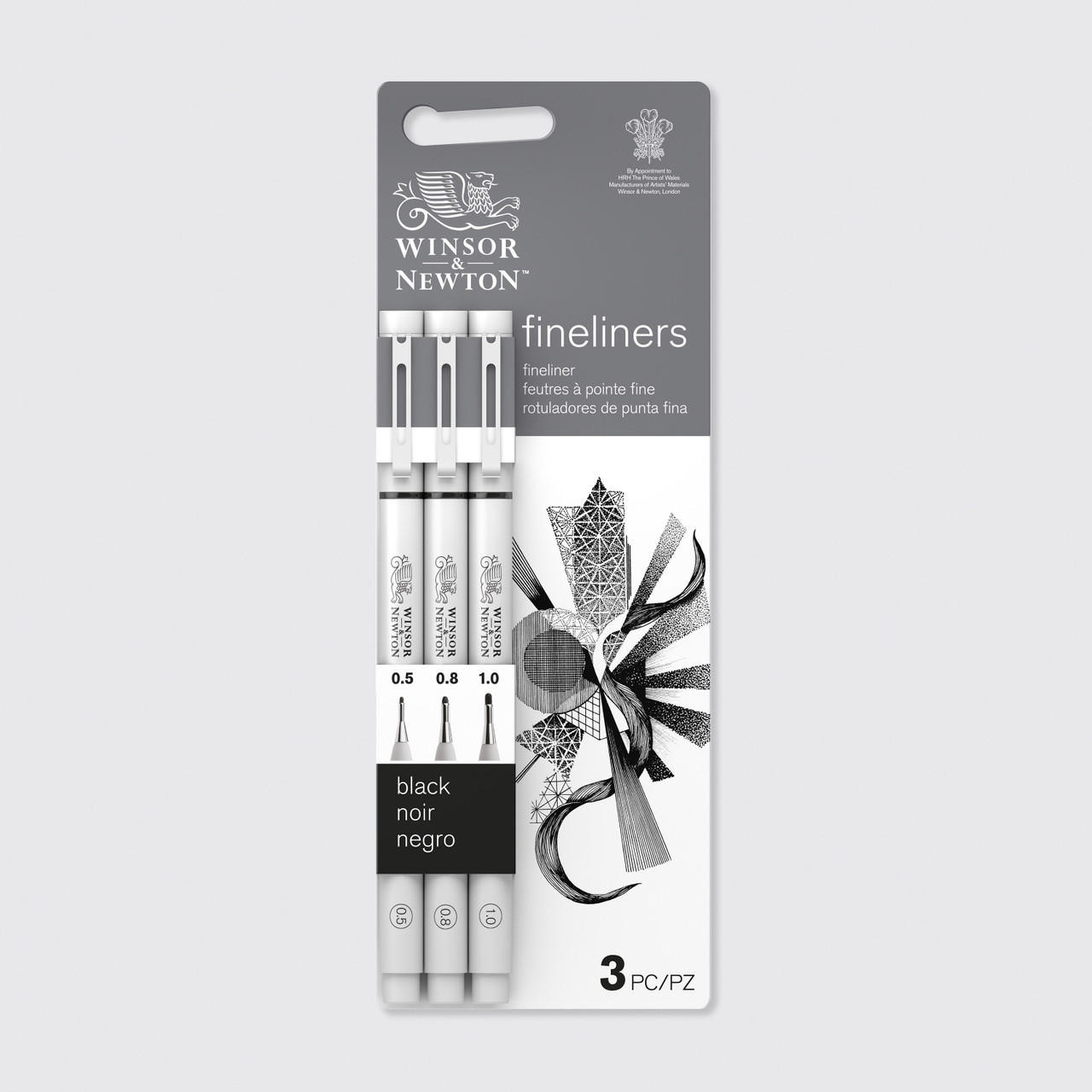 Winsor & Newton Fineliner Pen Big (0.5-1.0mm) Black Set of 3