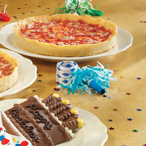 Long Grove Happy Birthday Chocolate & 2 Lou's Pizzas