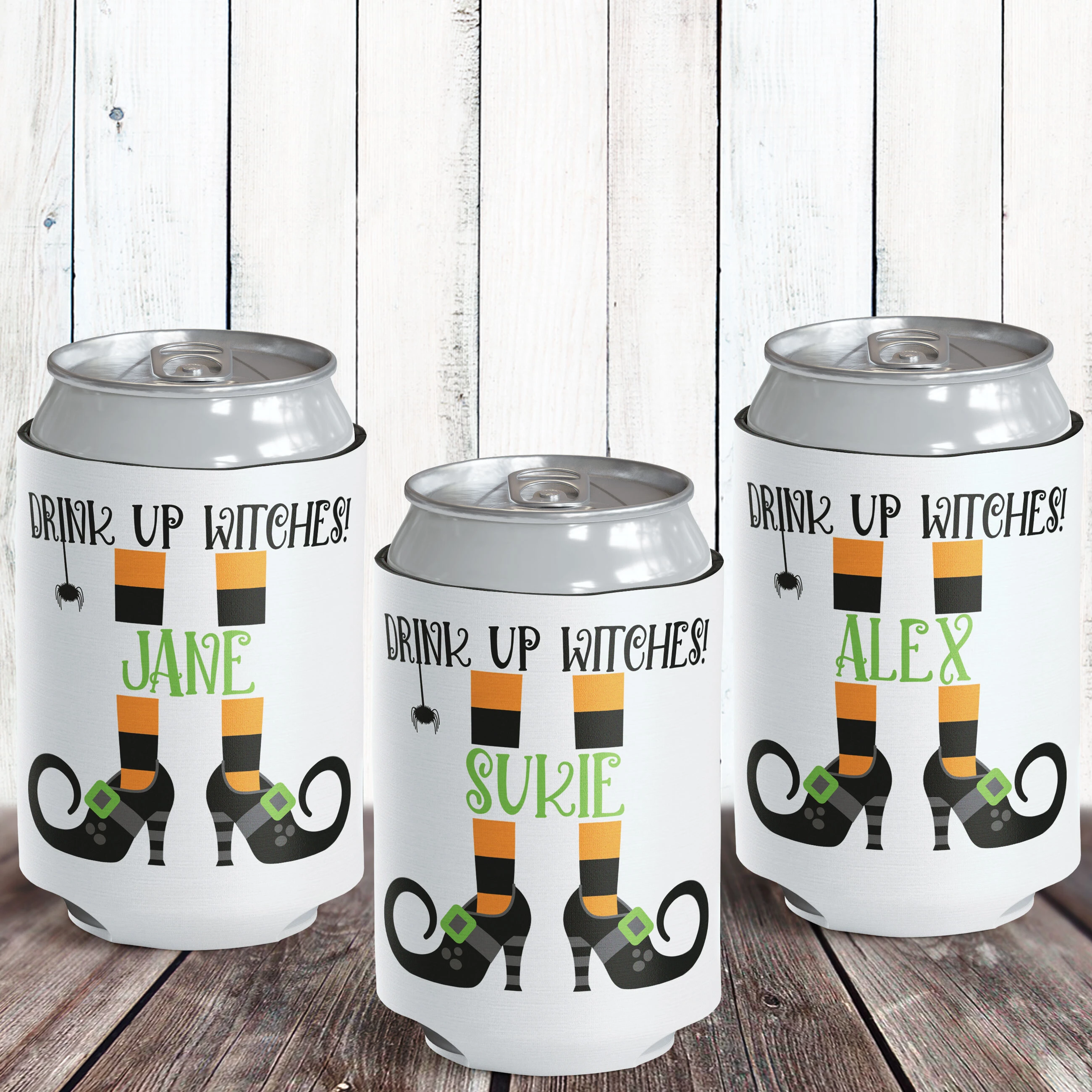 Personalized Halloween can coolers