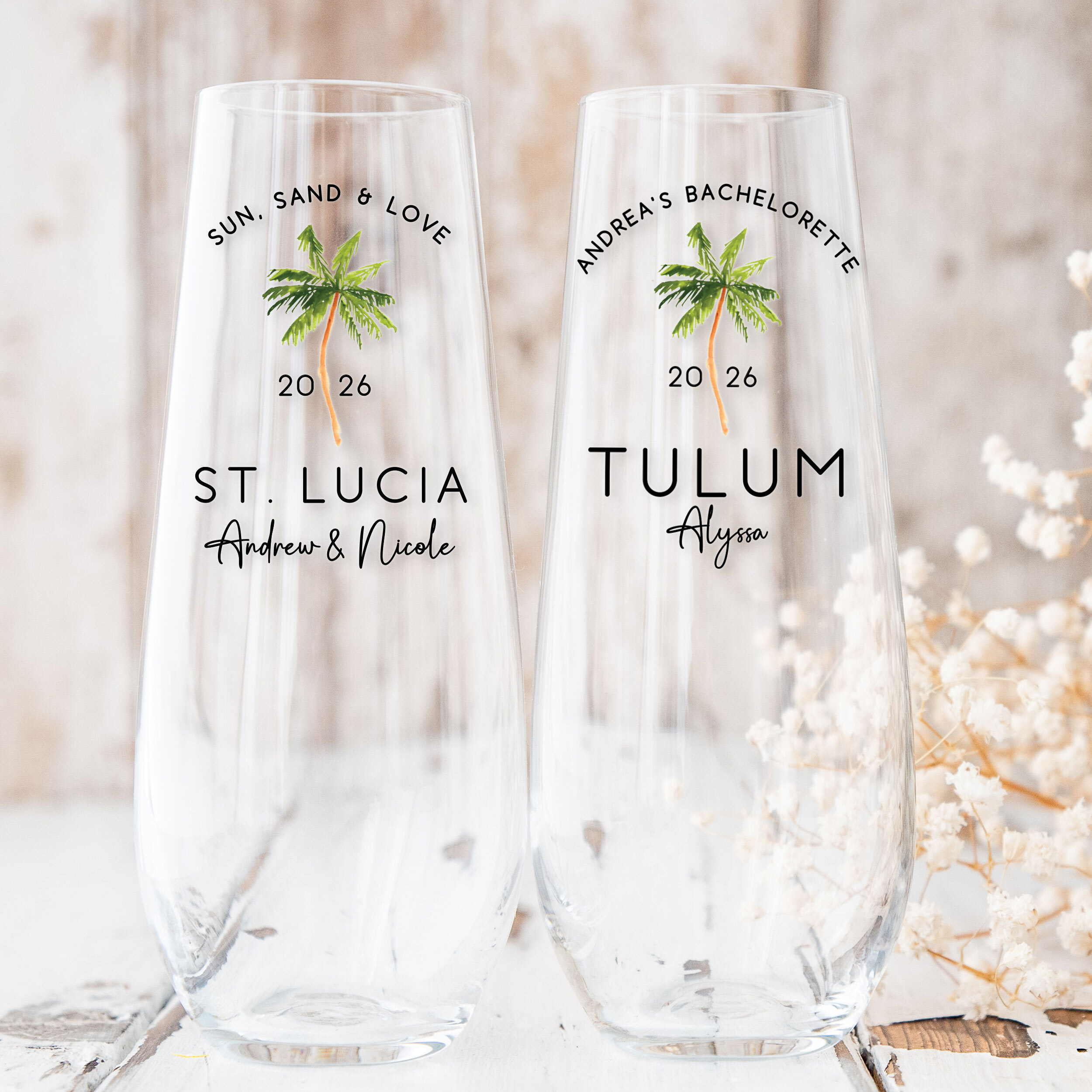 Personalized wedding champagne flutes