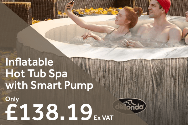 promotional slide showing special offer on inflatable hot tub