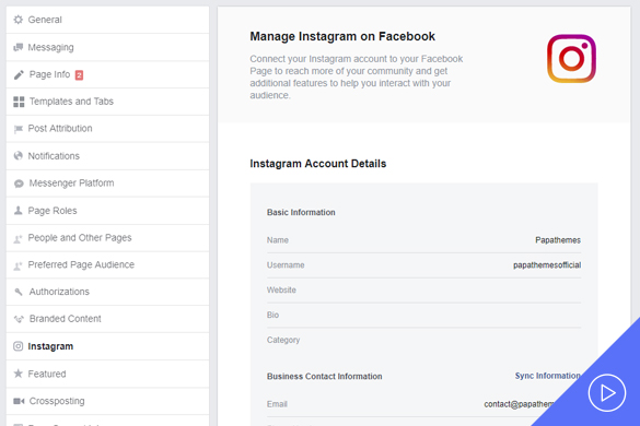 Video how to connect Instagram with Facebook account
