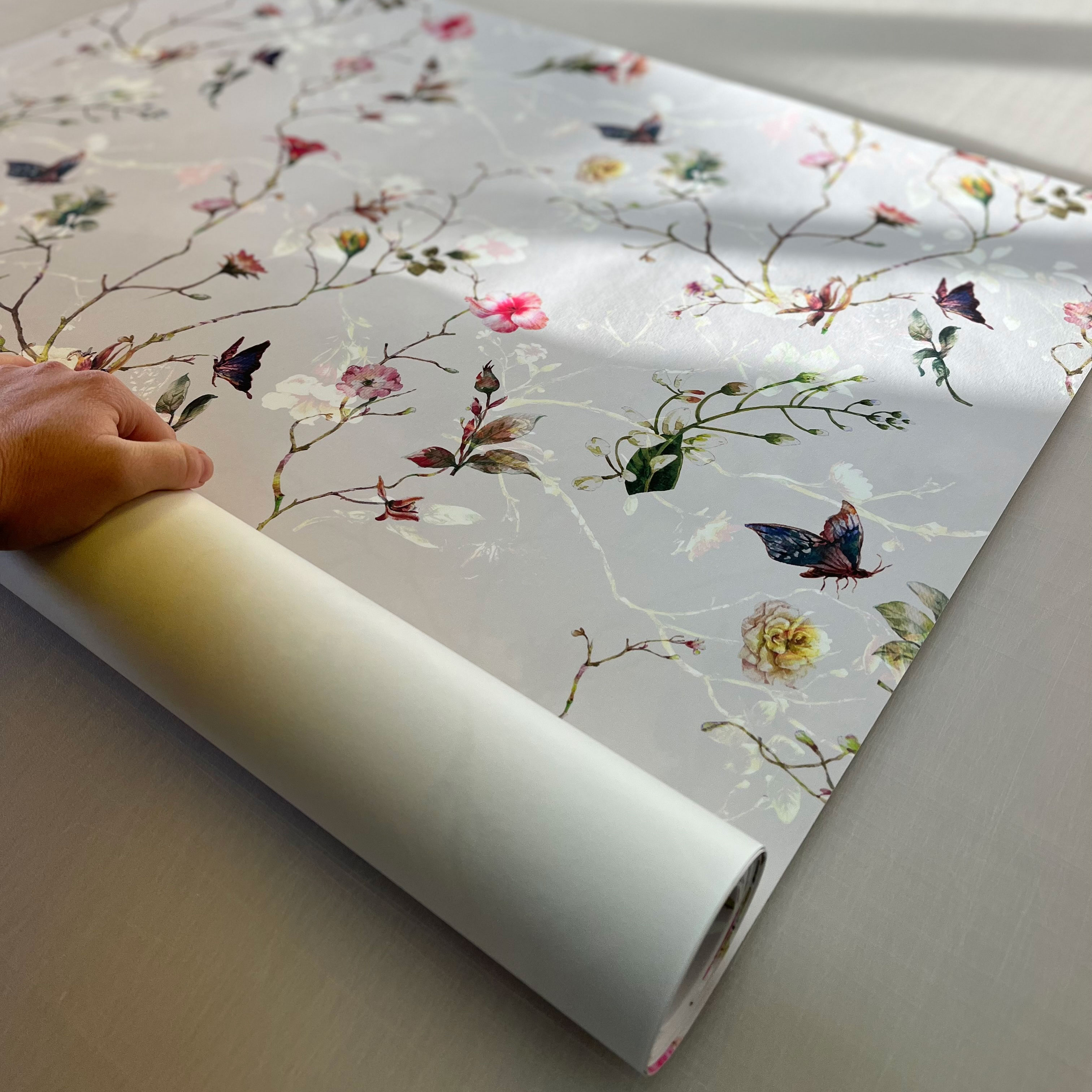 grey floral wallpaper