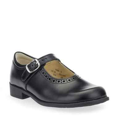 Louisa, Black leather girls buckle school shoes