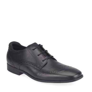 Tailor, Black leather boys primary lace-up school shoes