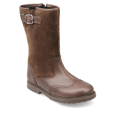 Toasty, Brown leather girls zip-up water resistant boots