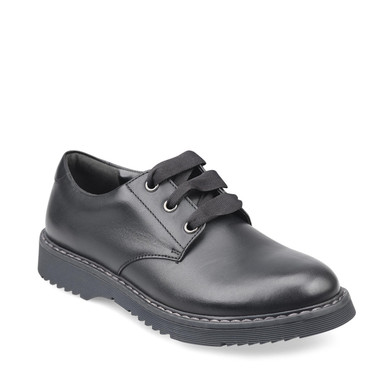 Impact, Black leather girls lace-up school shoes