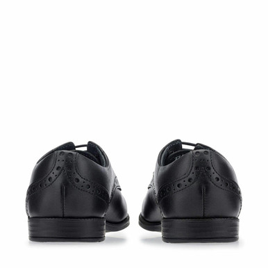 Brogue Snr, Vegan black synthetic lace-up school shoes