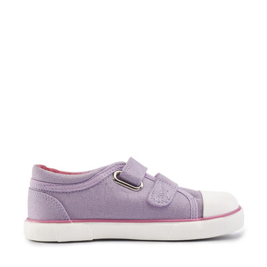 Sandcastle, Lilac glitter closed rip-tape girls canvas shoes