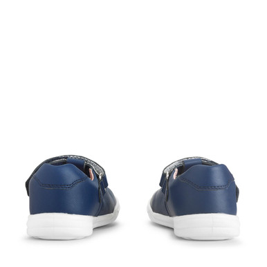 Playground, French navy leather girls T-bar rip-tape pre-school casual shoes