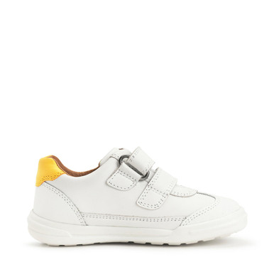 Roundabout, White leather rip-tape pre-school casual shoes