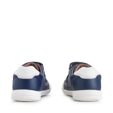 Roundabout, French navy leather rip-tape pre-school casual shoes
