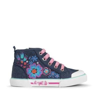 Secret, Denim floral girls closed rip-tape girls canvas high top