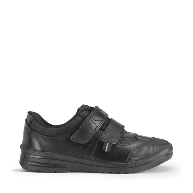 Motivate, Black leather Start-Rite x The Daily Mile boys rip-tape school shoes