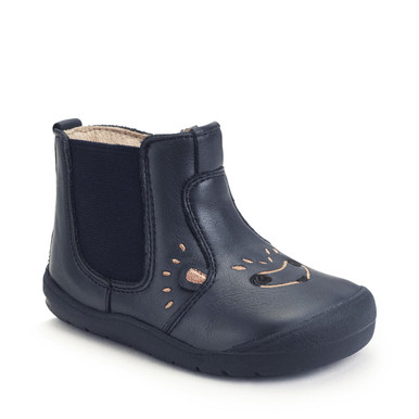 Rustle, Navy leather/hedgehog zip-up first Chelsea boots