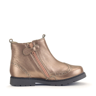 Chelsea, Rose gold leather girls zip-up ankle boots