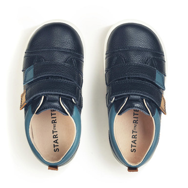 Playhouse, Navy leather rip-tape first walking shoes