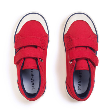 Sandy Beach, Red closed rip-tape kids canvas shoes