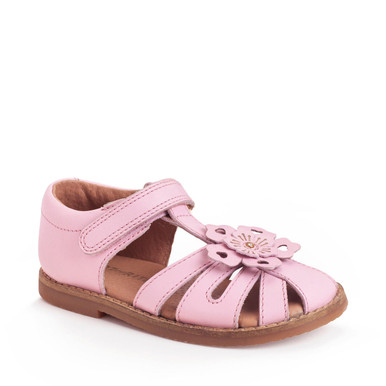 Flora, Pale pink leather girls rip-tape sandals