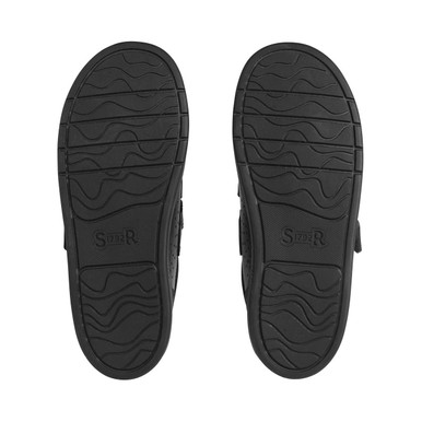 Spider Web, Black leather boys riptape casual school shoes