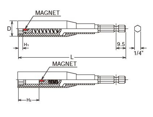 Koken 115克.100-10FR | 1/4"六角驱动螺母定位器滑动磁铁