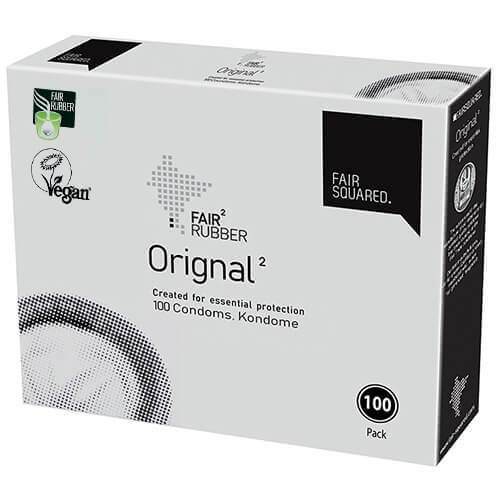 Fair Squared Original Regular Condoms Bulk (Vegan Friendly) 100 Condoms - Natural