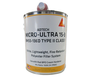 ADTECH Micro-Ultra 15-3 White BMS5-136D Type II, Class I Spec Flame-Retardant Polyester Filler/Fairing Paste - Gallon Kit