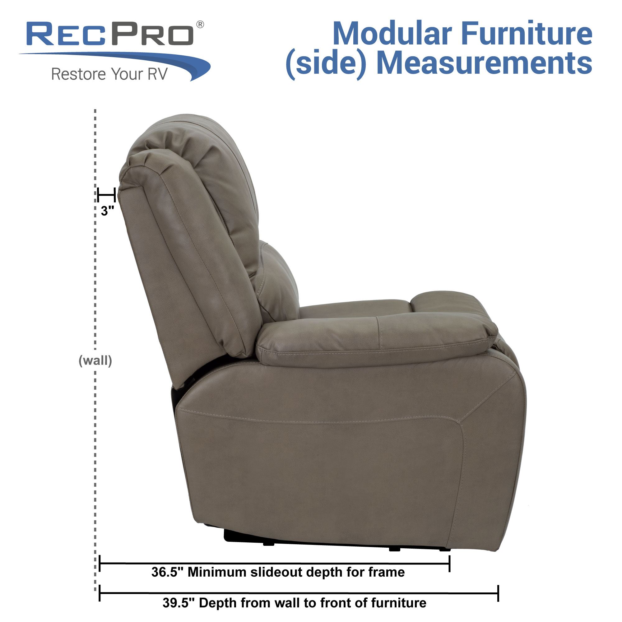 recpro charles 58" double rv wall hugger recliner