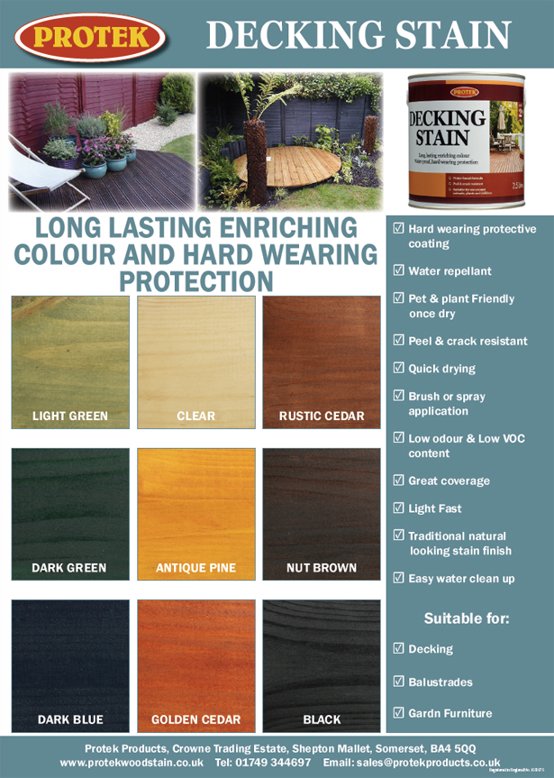 Decking Stain Colour Chart Protek Wood Stain