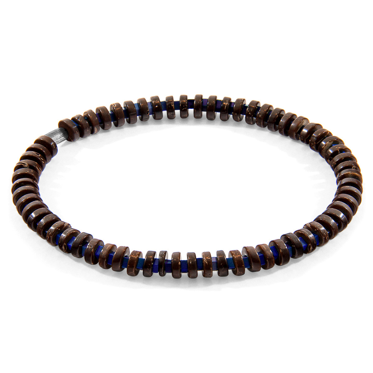 Blue Agate and Brown Coconut Shell Adam Silver and Stone SKINNY Bracelet