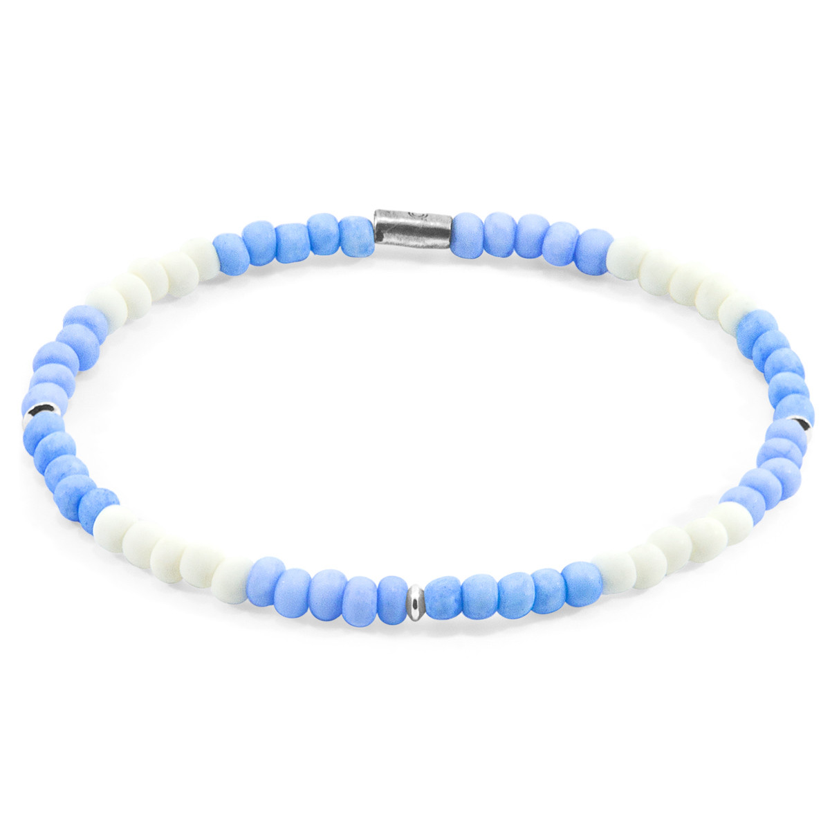 Pastel Blue - Off White Sophia Silver and Glass SKINNY Bracelet