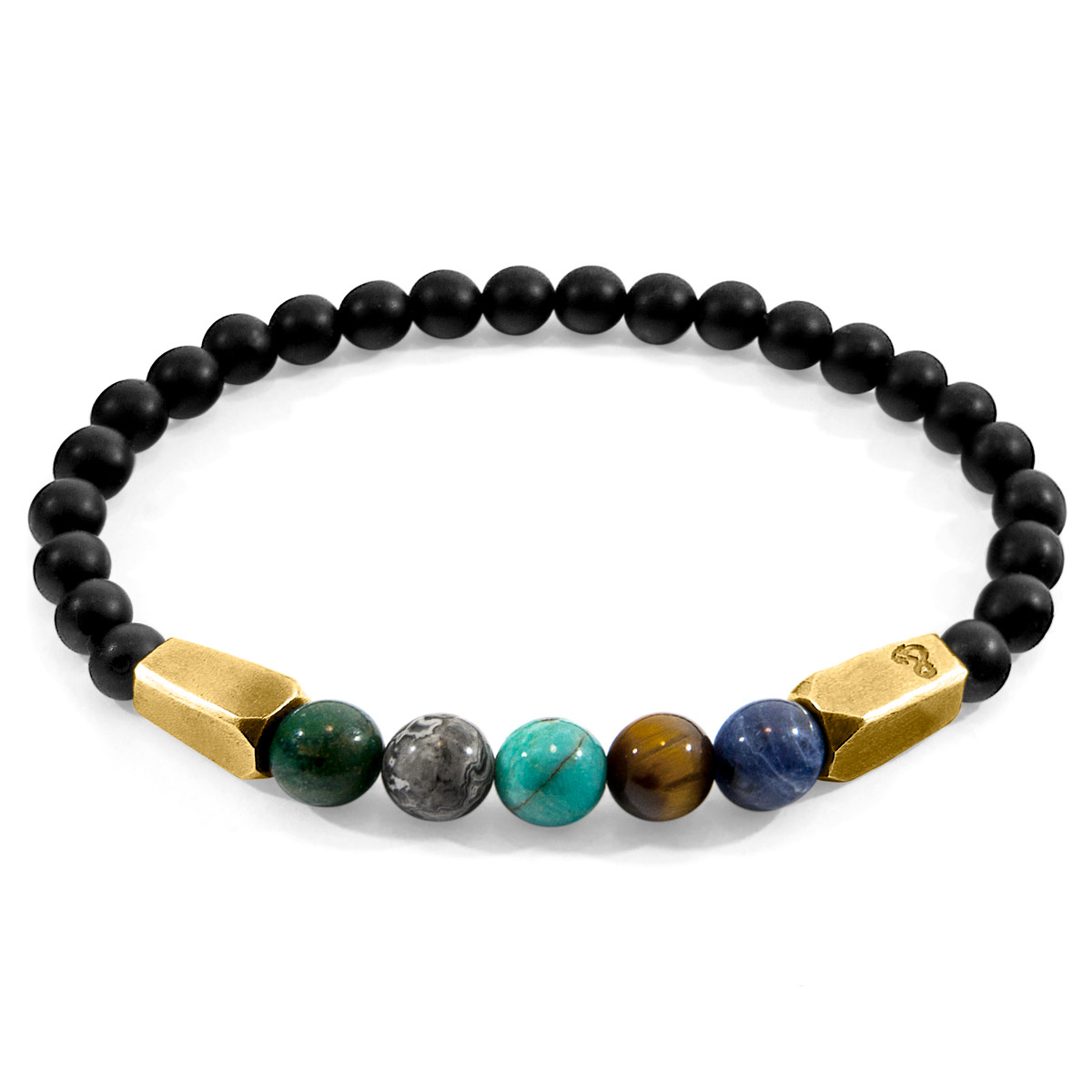 Multicoloured Multi-Gem Hukou 9ct Yellow Gold and Stone Bracelet