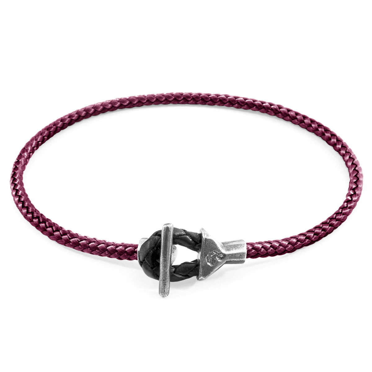 Aubergine Purple Cullen Silver and Rope Bracelet