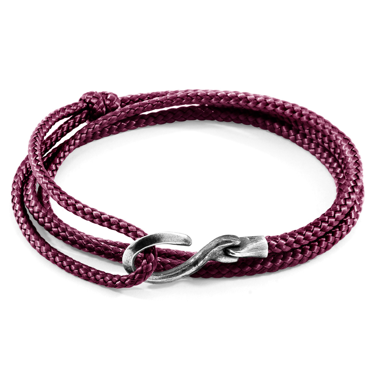 Aubergine Purple Heysham Silver and Rope Bracelet