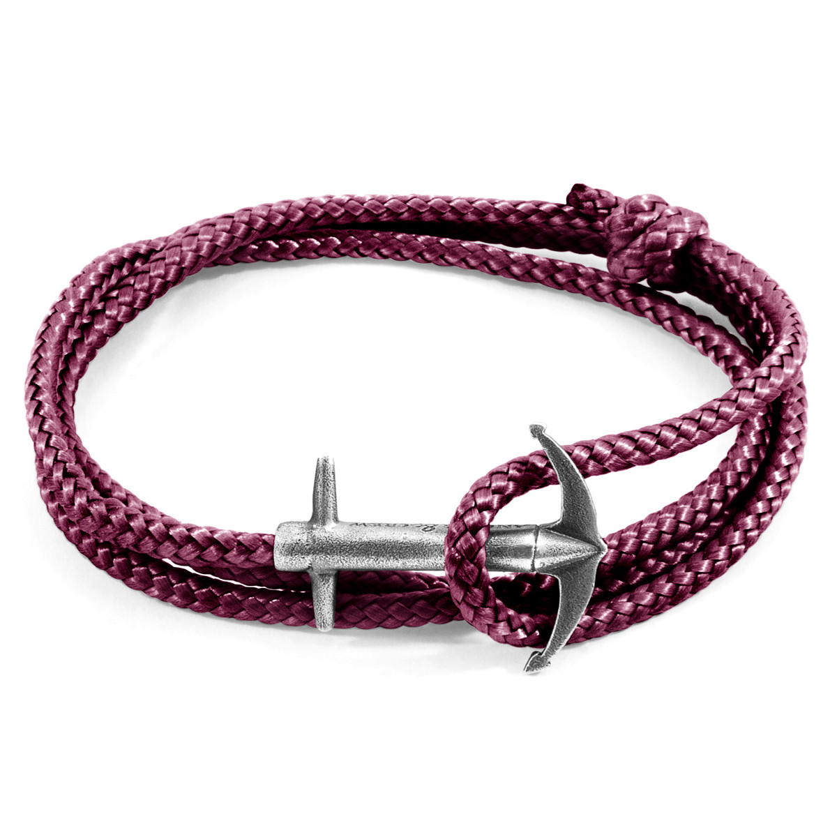 Aubergine Purple Admiral Anchor Silver and Rope Bracelet