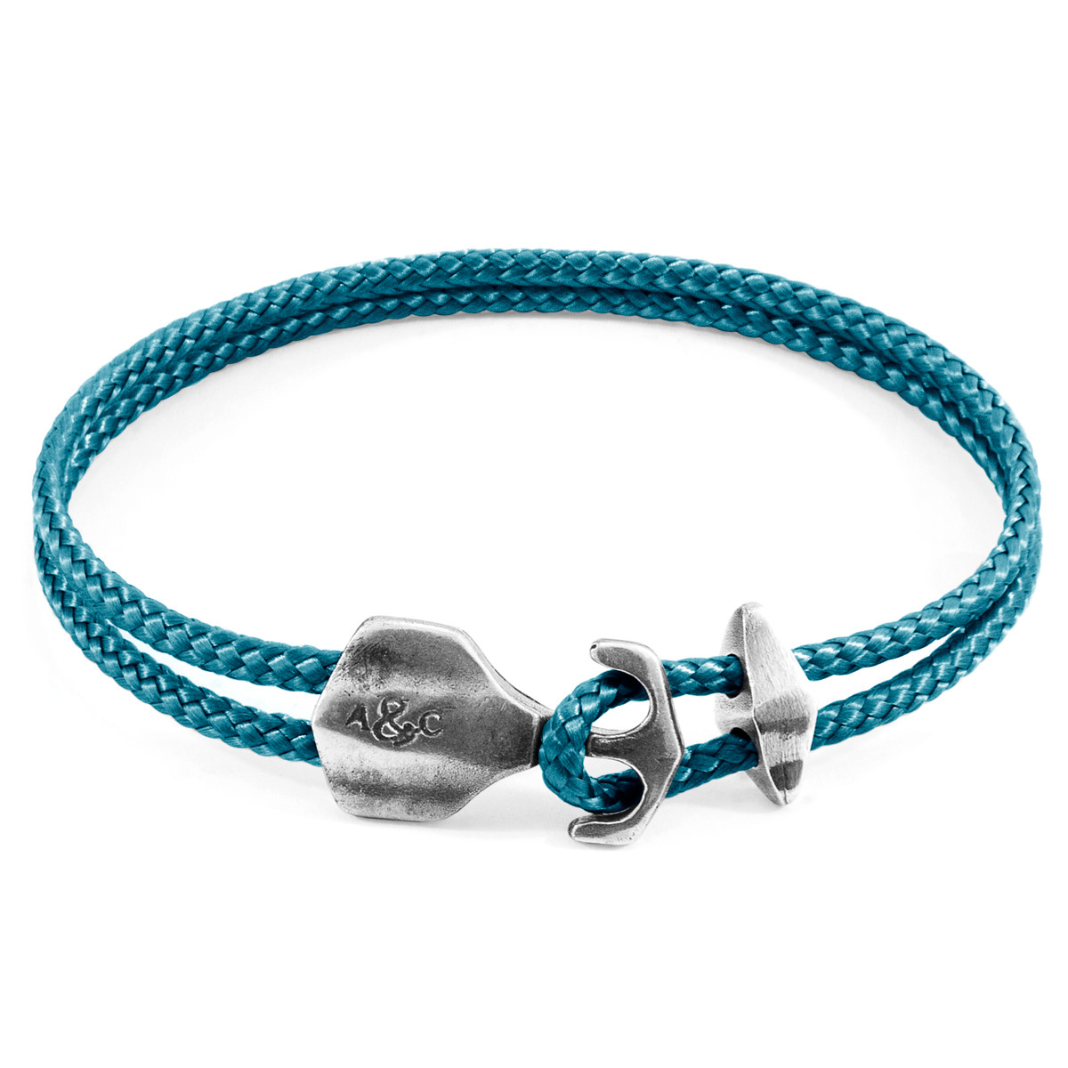 Ocean Blue Delta Anchor Silver and Rope Bracelet