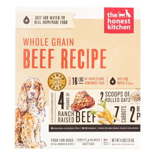 The Honest Kitchen The Verve Beef Recipe Whole Grain Human Grade Dehydrated Dog Food 4 lb