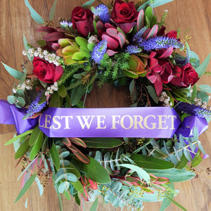 Large Crescent Floral/Foliage ANZAC/Remembrance Lest We Forget Wreath Large Crescent Floral/Foliage ANZAC/Remembrance Lest We Forget Wreath