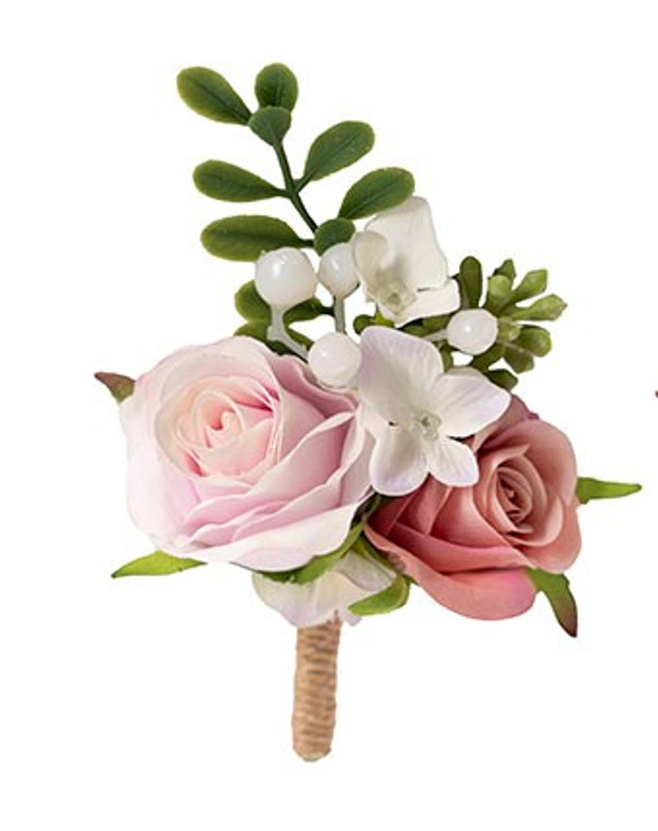 Artificial Blush Rose Buttonhole