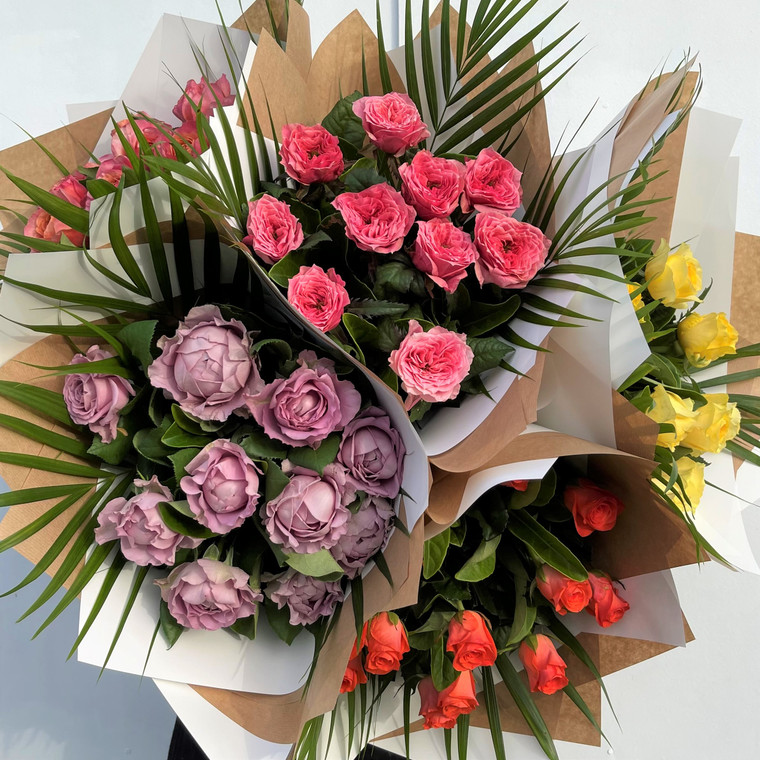 Locally Grown Coloured Rose Bouquet 