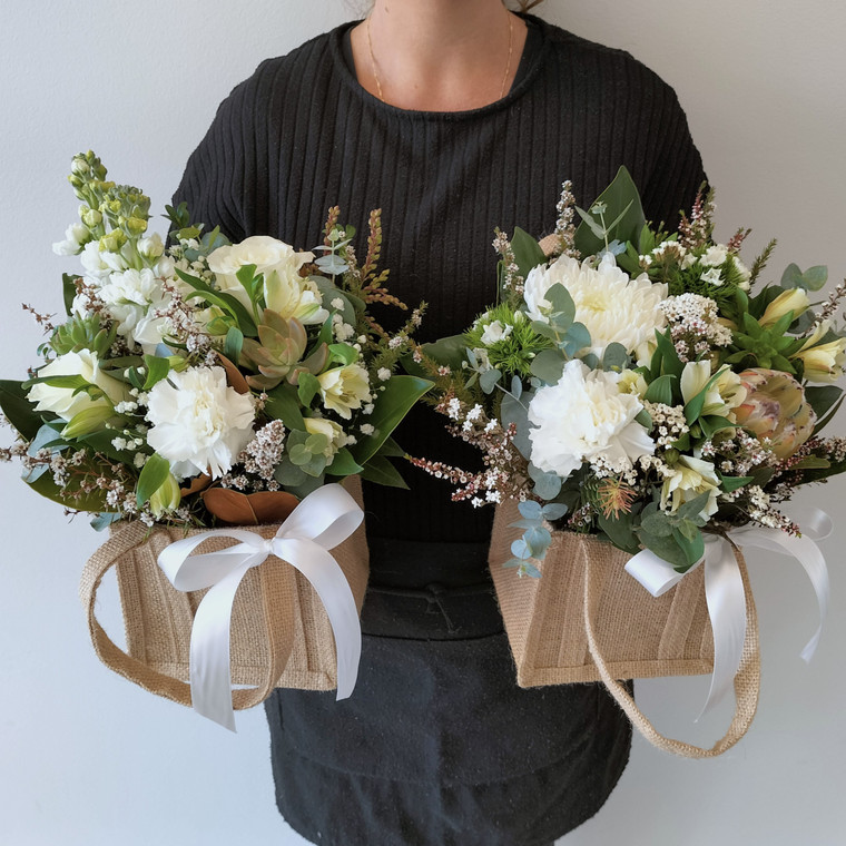 Neutral Florals in Hessian Bag - FREE GOLD COAST* DELIVERY