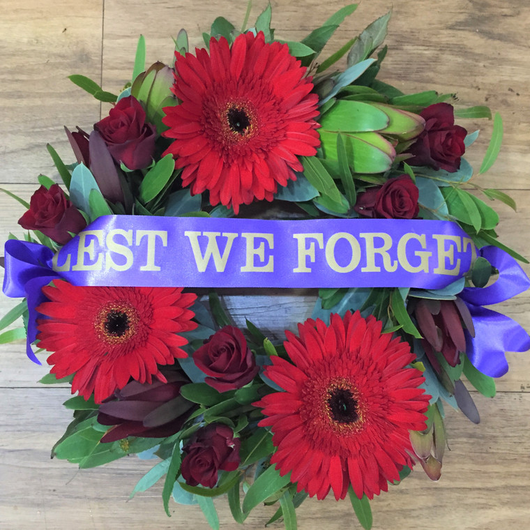 ANZAC wreaths Lest We flowers Botanique