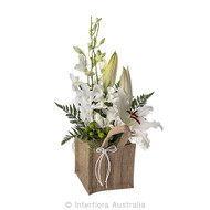 Elegant arrangement in a hessian bag - Aster