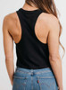 Inky - White on Black Womens Cropped Racerback Tank