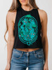 Swarm - Multicolor on Black Womens Cropped Racerback Tank
